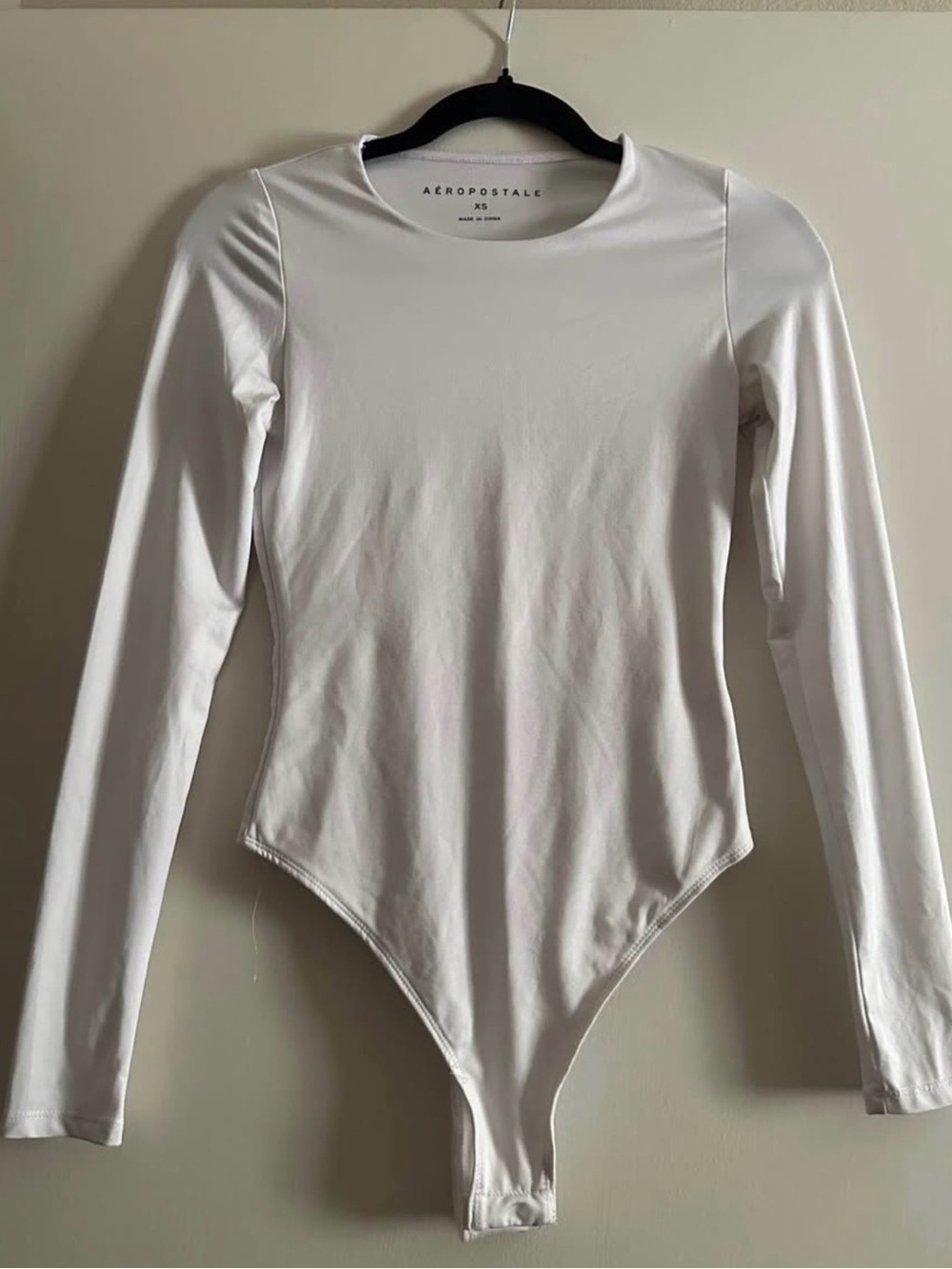 Aeropostale White Long-Sleeve Bodysuit One-Piece